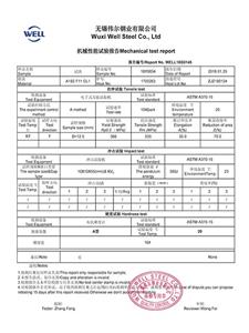 Mechanical test report